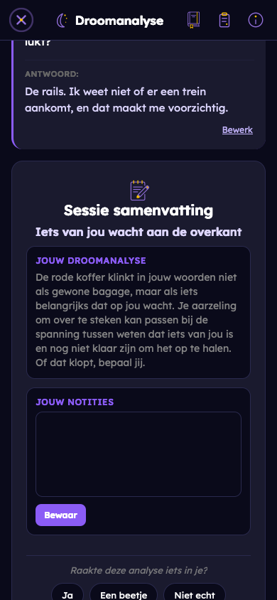 Fictief voorbeeld: Zie hoe jouw antwoorden je droom betekenis geven
